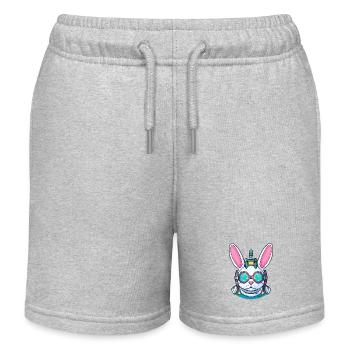 A funny cyborg bunny - Kids Organic Sweat Shorts by Stanley/Stella - heather grey - Front
