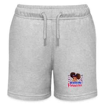 Princesse Haïtienne Drapeau Haïti Mélanine pour Fille Noire - Short de jogging enfant bio Stanley/Stella - gris chiné - Devant
