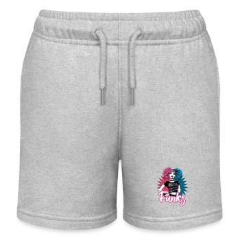 Funky Girl mit rosa und blauen Haaren Retro Style - Kinder Organic Joggingshorts Mini Bolter von Stanley/Stella - Grau meliert - Vorne