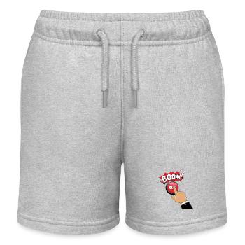 PUSHING BUTTONS, BOOM - Kids Organic Sweat Shorts by Stanley/Stella - heather grey - Front