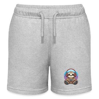 Faultier gaming Retro - Kinder Organic Joggingshorts Mini Bolter von Stanley/Stella - Grau meliert - Vorne