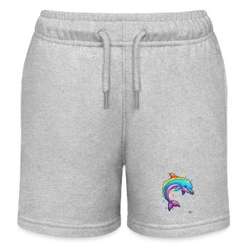 Coloré et joyeux : Rainbow Happy Dolphin - Short de jogging enfant bio Stanley/Stella - gris chiné - Devant