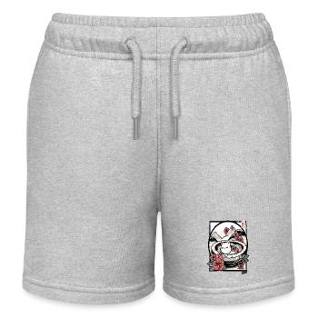 Japanese flowers and cat bathing - Kids Organic Sweat Shorts by Stanley/Stella - heather grey - Front