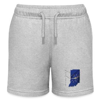 Drapeau de l’État de l’Indiana sur la carte de l’État de l’Indiana IN - Short de jogging enfant bio Stanley/Stella - gris chiné - Devant