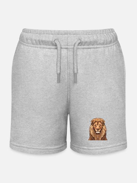 Lion - Kids Organic Sweat Shorts by Stanley/Stella - heather grey