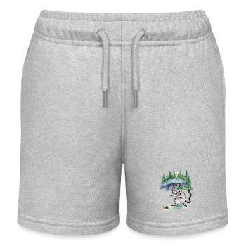 Drôle de rat forêt temps pluvieux parapluie randonnée - Short de jogging enfant bio Stanley/Stella - gris chiné - Devant