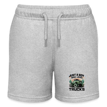 Just a boy who loves Trucks Cars - Kids Organic Sweat Shorts by Stanley/Stella - heather grey - Front