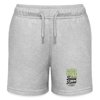 Raquette de joueur de tennis drôle au cas où - Short de jogging enfant bio Stanley/Stella - gris chiné - Devant