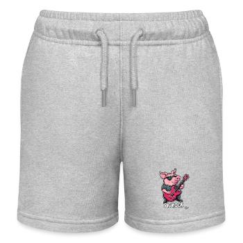 Gitarre spielendes Rock Schwein - Kinder Organic Joggingshorts Mini Bolter von Stanley/Stella - Grau meliert - Vorne