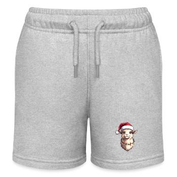 Alpaca Christmas - Kids Organic Sweat Shorts by Stanley/Stella - heather grey - Front