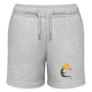 Hedgehog with umbrella in the rain - Kids Organic Sweat Shorts by Stanley/Stella - heather grey - Front