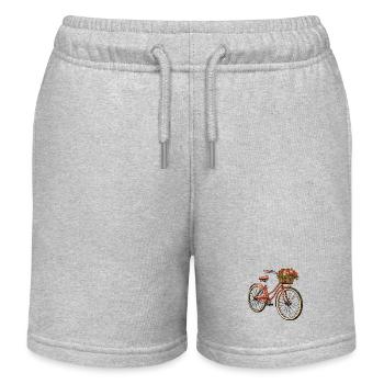 Bicycle with flower basket - Kids Organic Sweat Shorts by Stanley/Stella - heather grey - Front