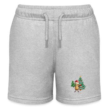 Xmas Santa Peanut Santa Claus Child Christmas - Kids Organic Sweat Shorts by Stanley/Stella - heather grey - Front