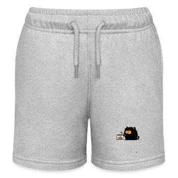 Katze mit einer Gabel und einer Dose Fisch - Kinder Organic Joggingshorts Mini Bolter von Stanley/Stella - Grau meliert - Vorne