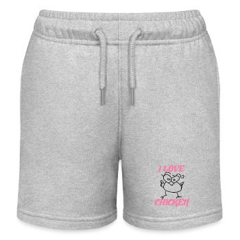 Rose J’aime les poulets Poulet créatif - Short de jogging enfant bio Stanley/Stella - gris chiné - Devant