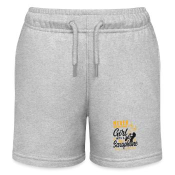 Saxophones Never Underestimate A - Kids Organic Sweat Shorts by Stanley/Stella - heather grey - Front