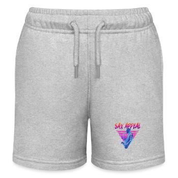Saxophone Retro Vintage Sax Appeal - Kids Organic Sweat Shorts by Stanley/Stella - heather grey - Front