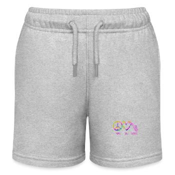 Saxophones Tie Dye Peace Love - Kids Organic Sweat Shorts by Stanley/Stella - heather grey - Front