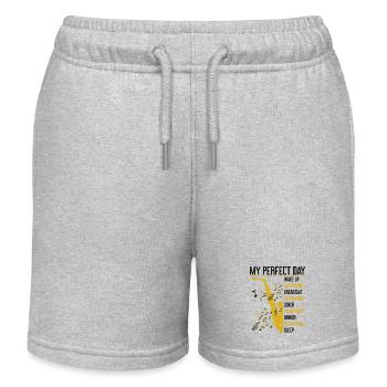 Saxophone My Perfect Day Wake Up - Kids Organic Sweat Shorts by Stanley/Stella - heather grey - Front