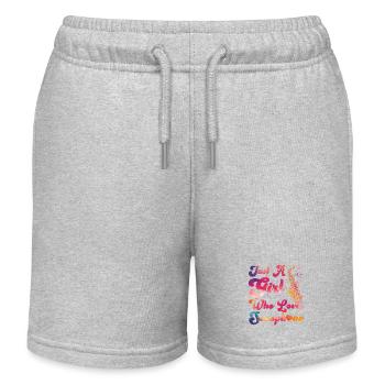 Saxophone Girl Just A Girl Who - Kids Organic Sweat Shorts by Stanley/Stella - heather grey - Front