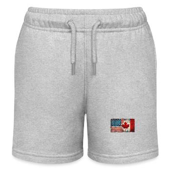USA Canada Friendship Flag North America - Kids Organic Sweat Shorts by Stanley/Stella - heather grey - Front