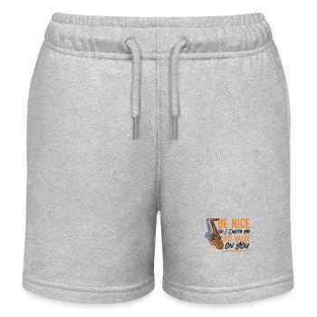 Saxophone Be Nice Or I Empty My - Kids Organic Sweat Shorts by Stanley/Stella - heather grey - Front