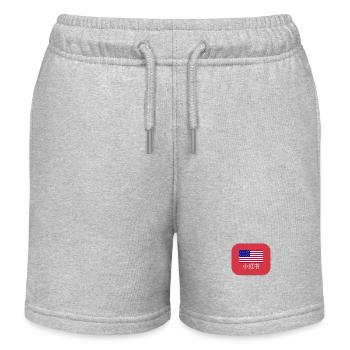 Xiao Hong Shu American Flag Design Xiao - Kids Organic Sweat Shorts by Stanley/Stella - heather grey - Front