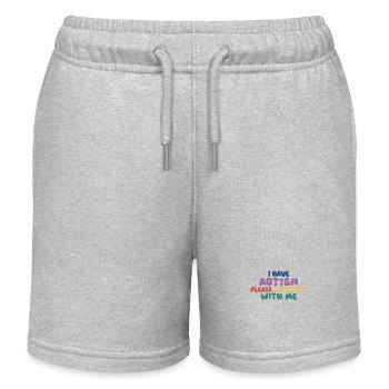 Autism Awareness Please be patient with - Kids Organic Sweat Shorts by Stanley/Stella - heather grey - Front