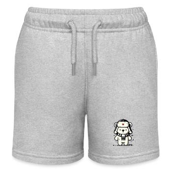 Cute funny bear with scarf and winter hat - Kids Organic Sweat Shorts by Stanley/Stella - heather grey - Front