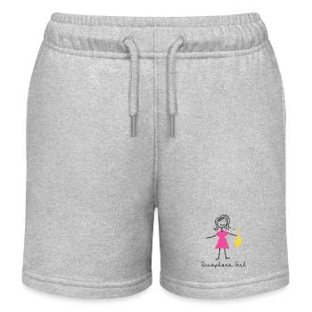 Saxophone Saxophone Girl - Kids Organic Sweat Shorts by Stanley/Stella - heather grey - Front