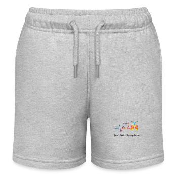 Saxophones Tie Dye Live Love - Kids Organic Sweat Shorts by Stanley/Stella - heather grey - Front