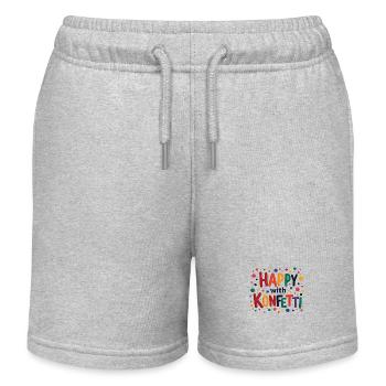 Costume de carnaval heureux avec des confettis carnaval - Short de jogging enfant bio Stanley/Stella - gris chiné - Devant