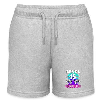 15 Birthday - Kids Organic Sweat Shorts by Stanley/Stella - heather grey - Front