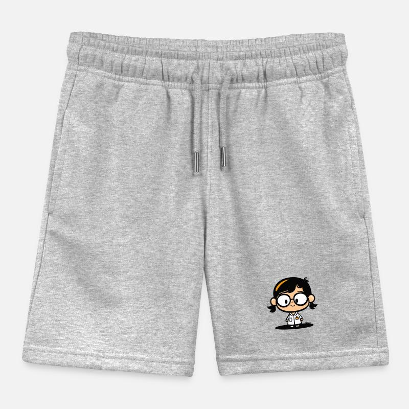Cute Scientist – Lab Coat & Glasses Kids Organic Sweat Shorts by Stanley/Stella