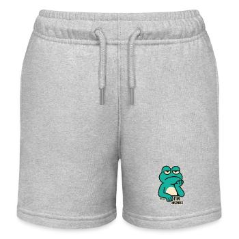 Gelangweilter Frosch: „Bin total inspiriert“ - Kinder Organic Joggingshorts Mini Bolter von Stanley/Stella - Grau meliert - Vorne