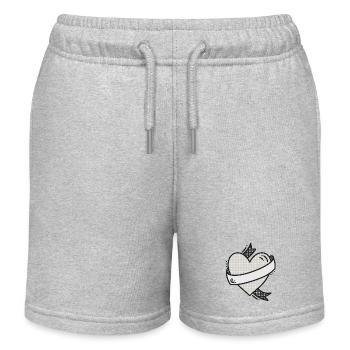 Heart / Tattoo / Banner / Comic / Love / Dots - Kids Organic Sweat Shorts by Stanley/Stella - heather grey - Front
