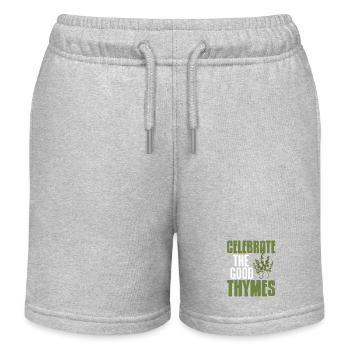 Celebrate the Good Thymes Garden Herb Pun - Kids Organic Sweat Shorts by Stanley/Stella - heather grey - Front