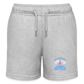 Ne sous-estimez jamais une femme sur deux roues - Short de jogging enfant bio Stanley/Stella - gris chiné - Devant