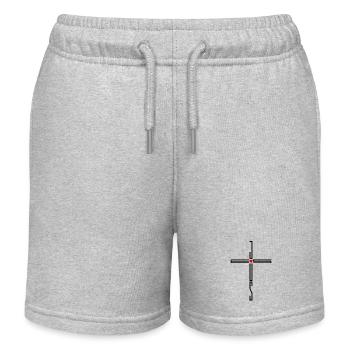 Jésus Croix Cœur Amour Croyants Cadeau - Short de jogging enfant bio Stanley/Stella - gris chiné - Devant