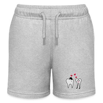 Teeth in love - Kids Organic Sweat Shorts by Stanley/Stella - heather grey - Front