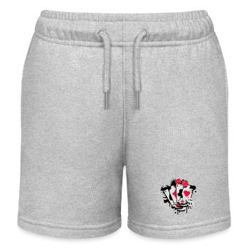 Card game hearts, spades, diamonds, clubs with - Kids Organic Sweat Shorts by Stanley/Stella - heather grey - Front