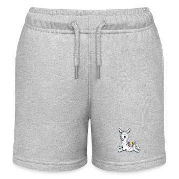 Lama laineux moelleux - Short de jogging enfant bio Stanley/Stella - gris chiné - Devant