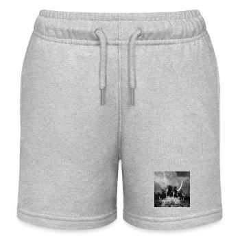 Wunderbare schwarze Pferde - Kinder Organic Joggingshorts Mini Bolter von Stanley/Stella - Grau meliert - Vorne