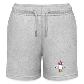 Licorne arc-en-ciel Éclaboussure de couleur Arc-en-ciel Vomir - Short de jogging enfant bio Stanley/Stella - gris chiné - Devant