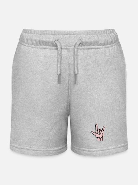 Hand metal offset - Kids Organic Sweat Shorts by Stanley/Stella - heather grey