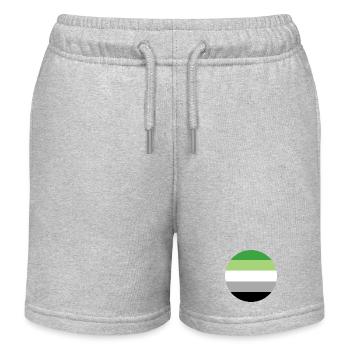 round sticker aromantic pride flag lgbt gift idea - Kids Organic Sweat Shorts by Stanley/Stella - heather grey - Front