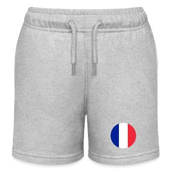round sticker flag of France Aufkleber Frankreich - Kids Organic Sweat Shorts by Stanley/Stella - heather grey - Front