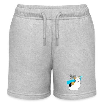 sitting cat - Kids Organic Sweat Shorts by Stanley/Stella - heather grey - Front