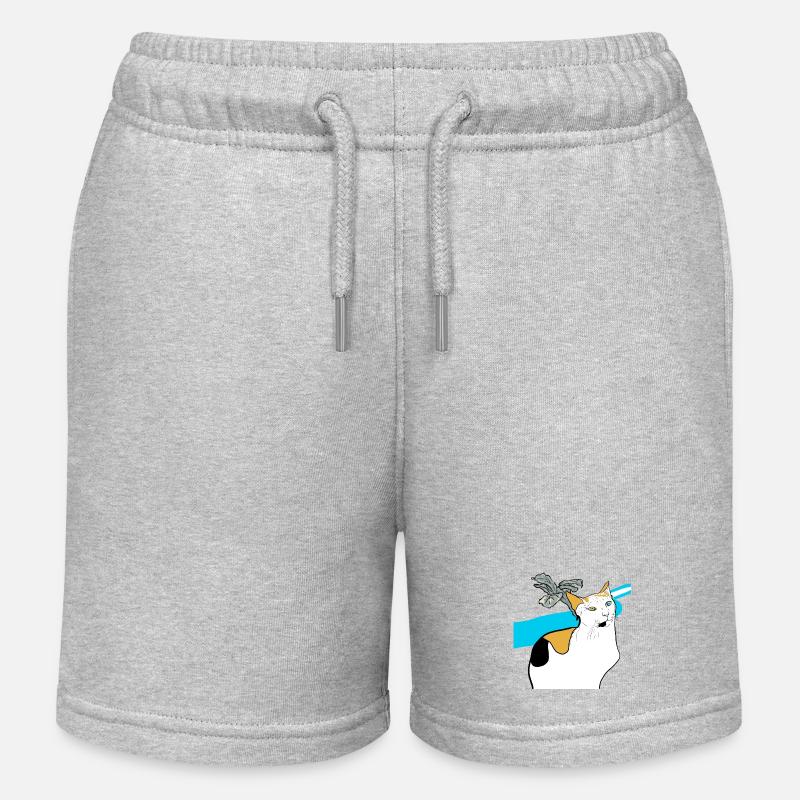 chat assis - Short de jogging enfant bio Stanley/Stella - gris chiné