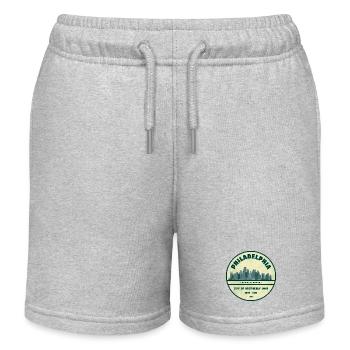 Philadelphia Skyline Abzeichen - Kinder Organic Joggingshorts Mini Bolter von Stanley/Stella - Grau meliert - Vorne